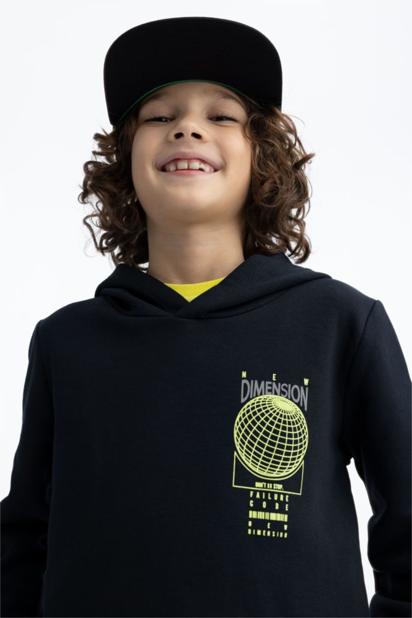 GARÇONS Noir Sweat À Capuche Regular Fit Pour Garçon