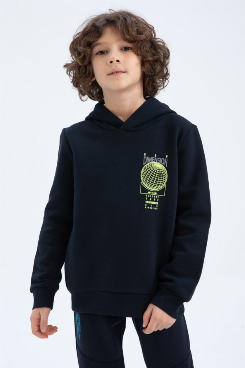 GARÇONS Noir Sweat À Capuche Regular Fit Pour Garçon