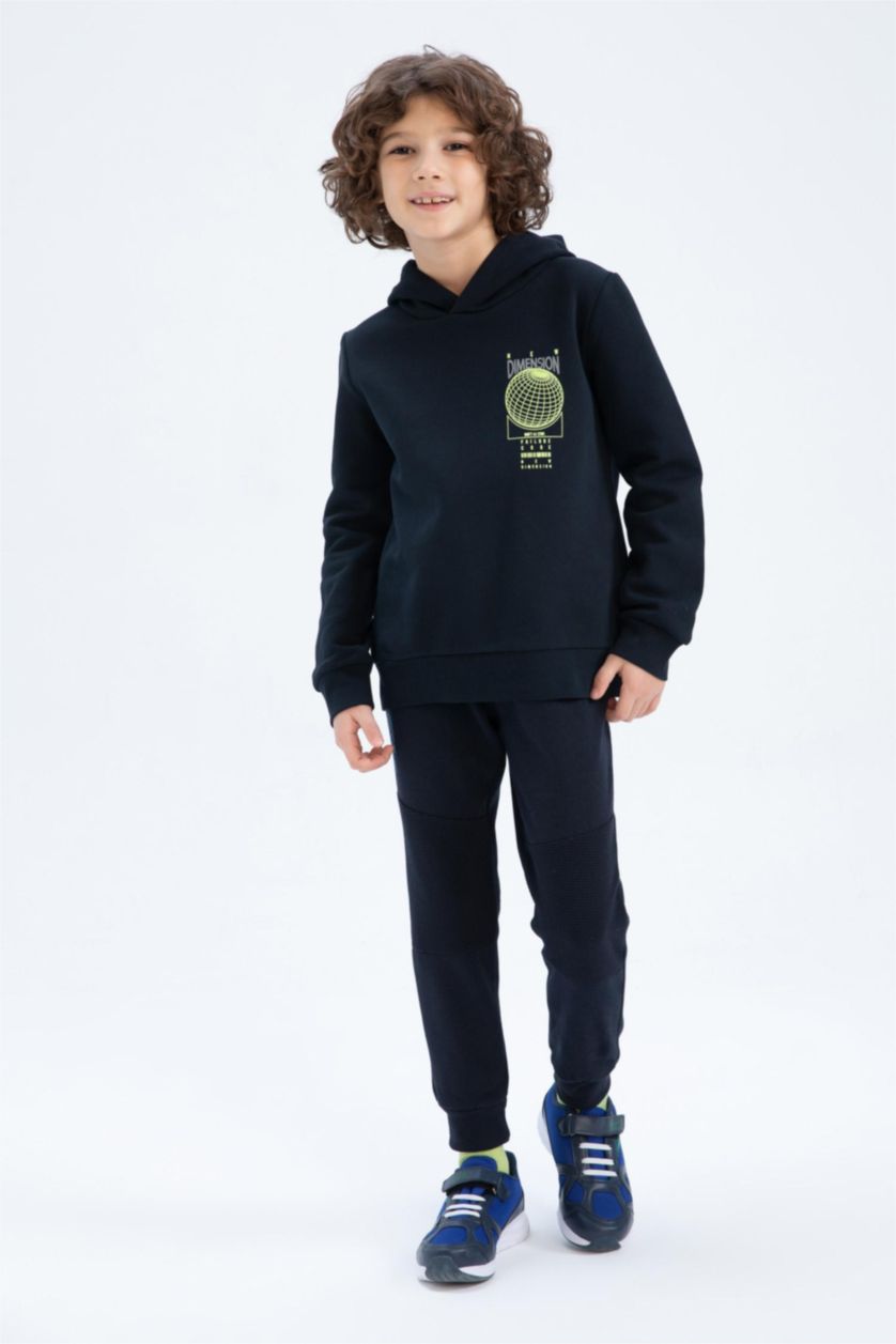 GARÇONS Noir Sweat À Capuche Regular Fit Pour Garçon