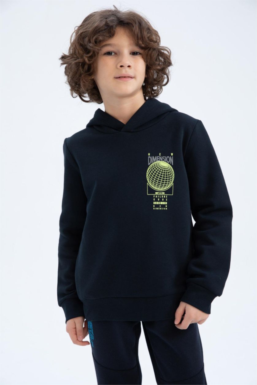 GARÇONS Noir Sweat À Capuche Regular Fit Pour Garçon