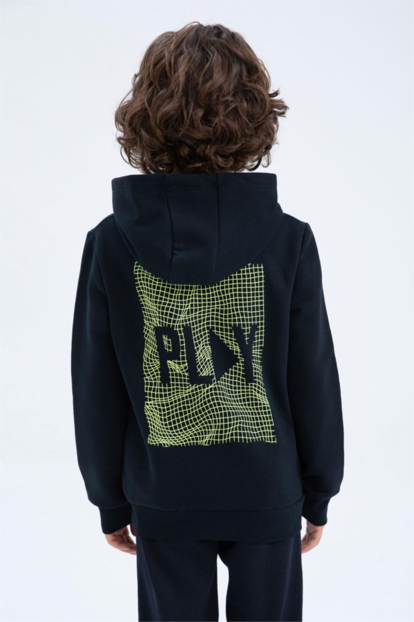 GARÇONS Noir Sweat À Capuche Regular Fit Pour Garçon