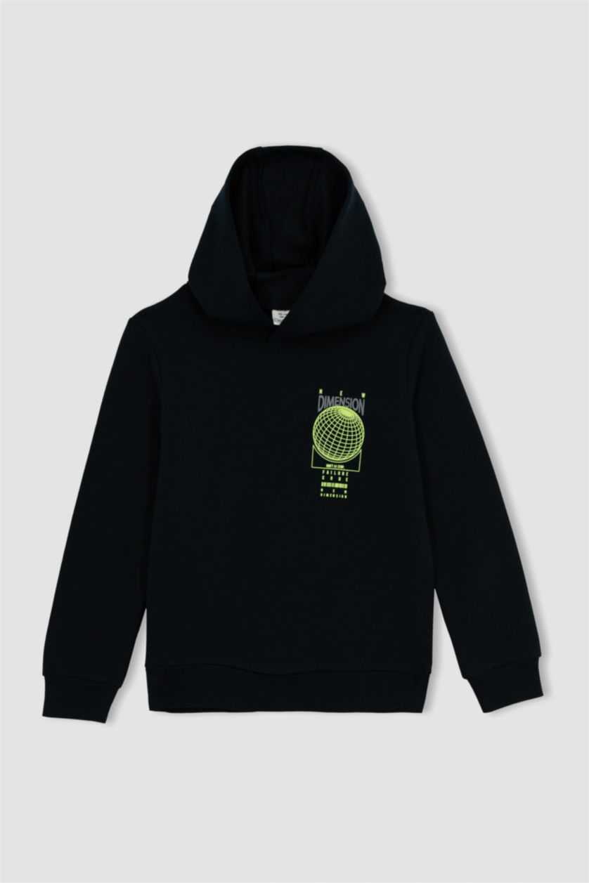 GARÇONS Noir Sweat À Capuche Regular Fit Pour Garçon