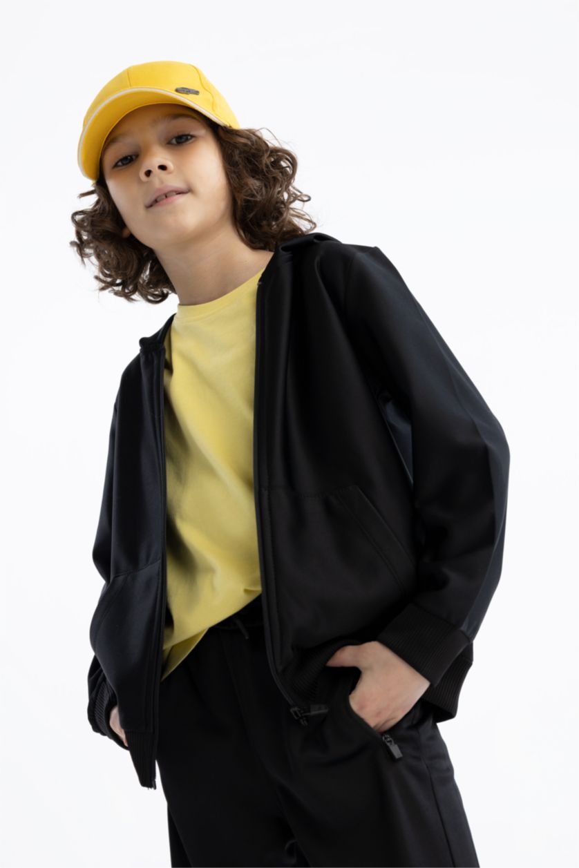 BOYS & TEENS Black Boy Hooded Cardigan