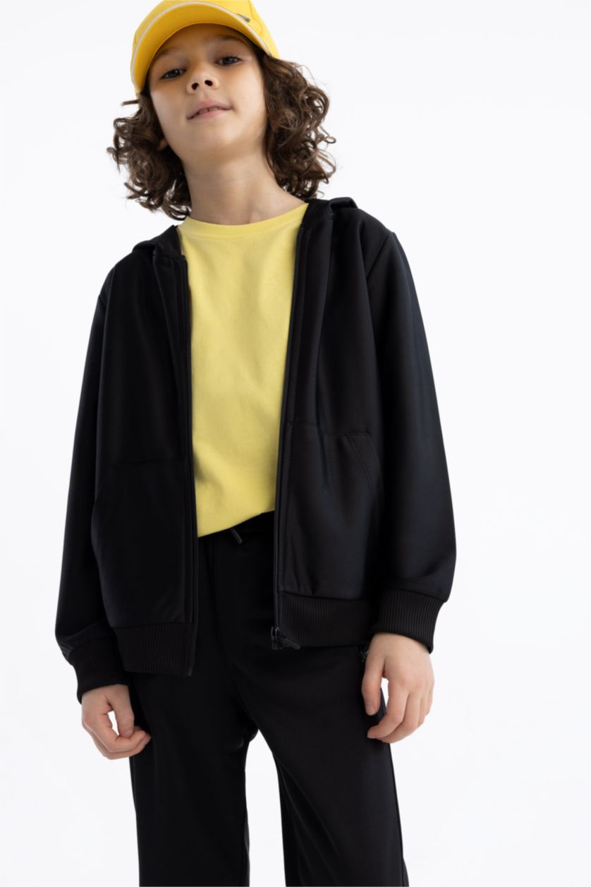 BOYS & TEENS Black Boy Hooded Cardigan