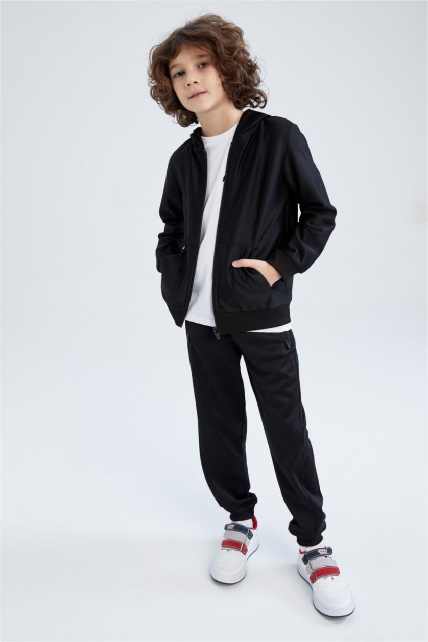 BOYS & TEENS Black Boy Hooded Cardigan