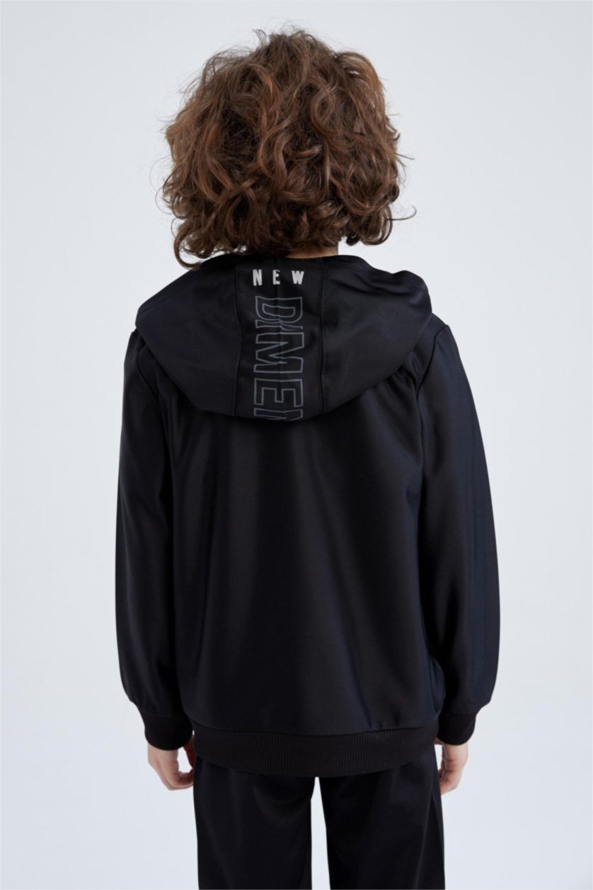 BOYS & TEENS Black Boy Hooded Cardigan