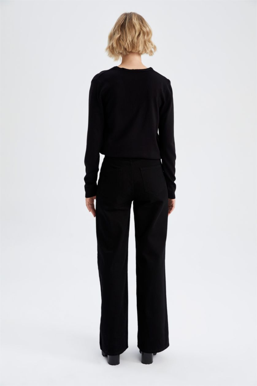 WOMAN Black High Waist Wide Leg Trousers