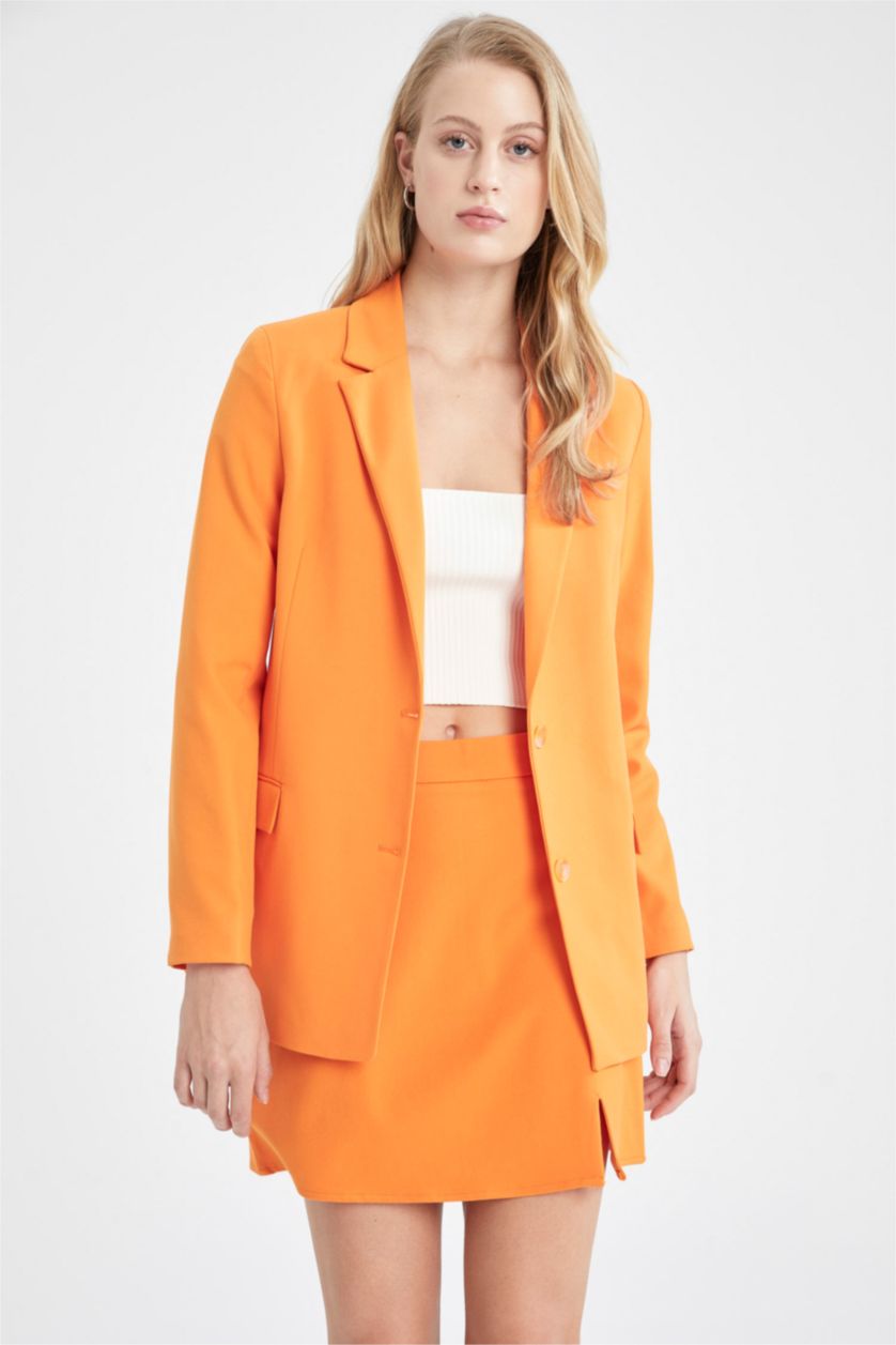 Woman Orange Regular Fit Blazer