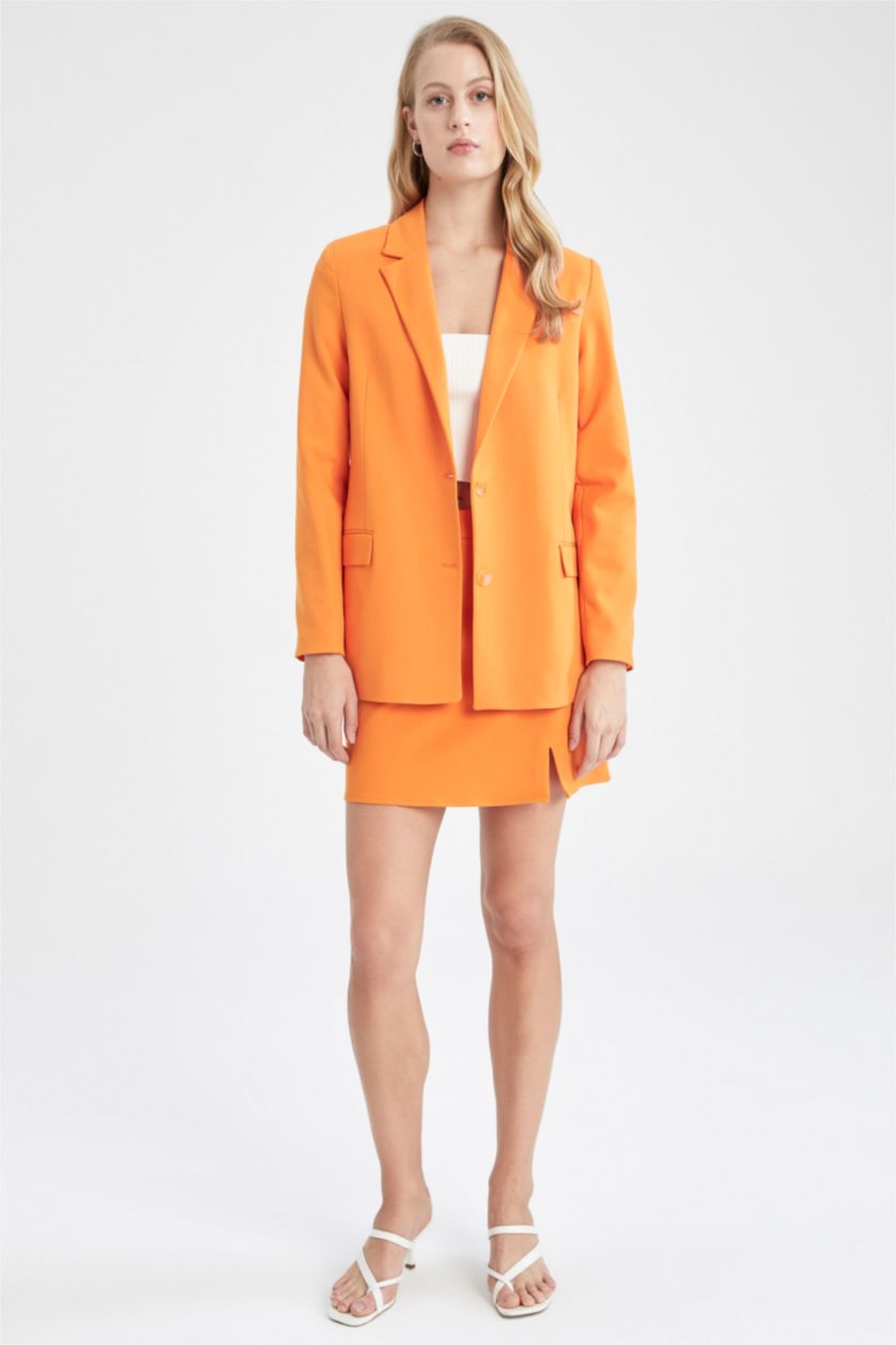 Woman Orange Regular Fit Blazer
