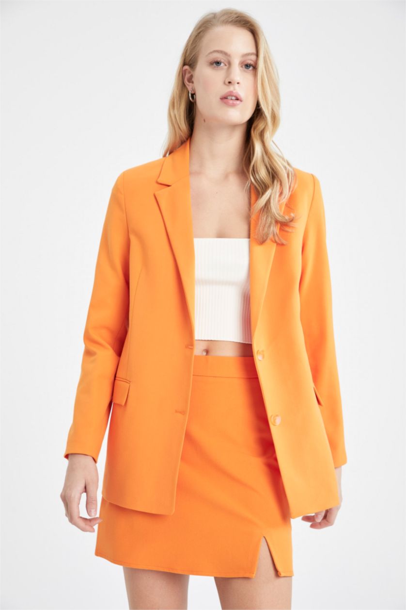 Woman Orange Regular Fit Blazer