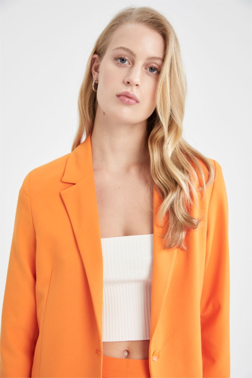 Woman Orange Regular Fit Blazer