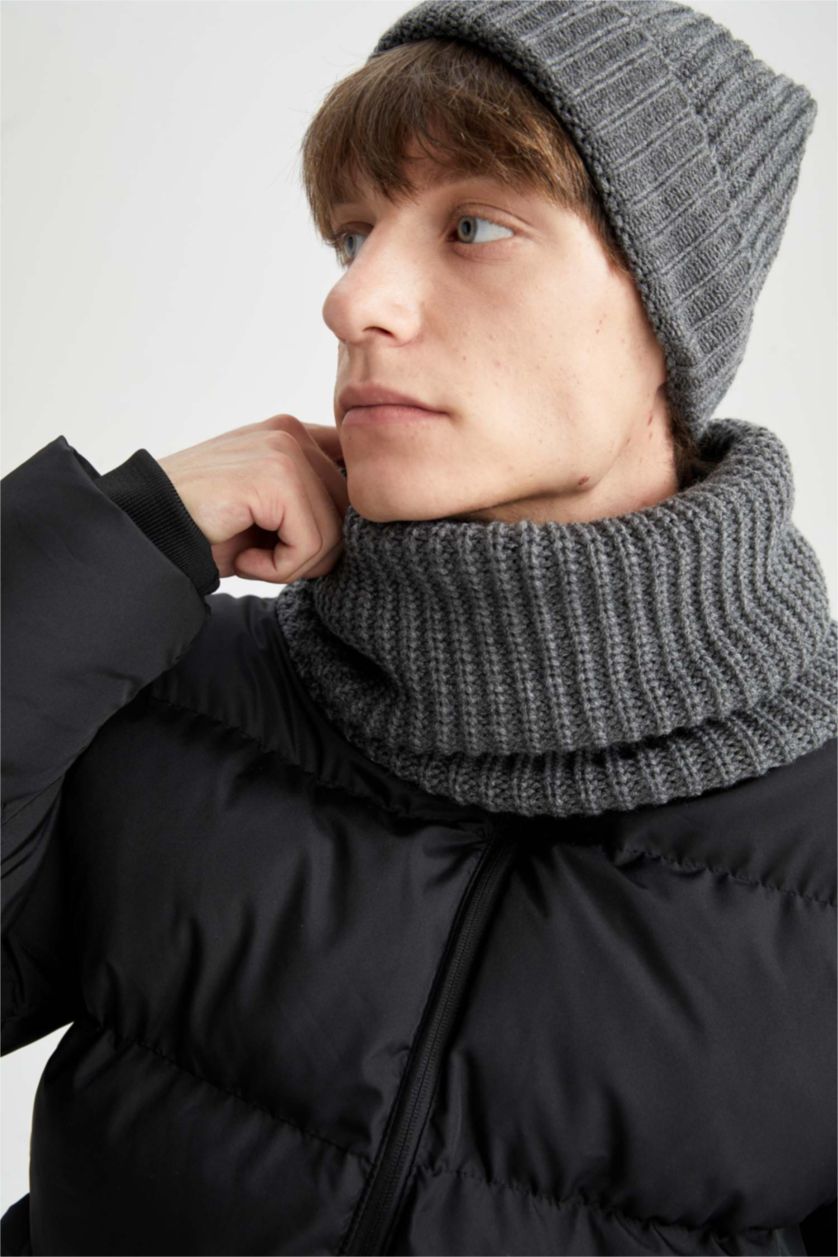 HOMME Anthracite Bonnet et col en tricot Warmtech à isolation thermique pour hommes