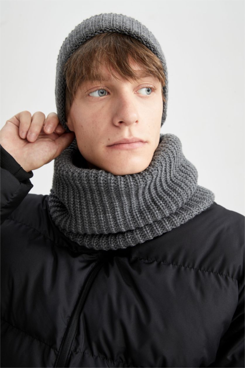 HOMME Anthracite Bonnet et col en tricot Warmtech à isolation thermique pour hommes