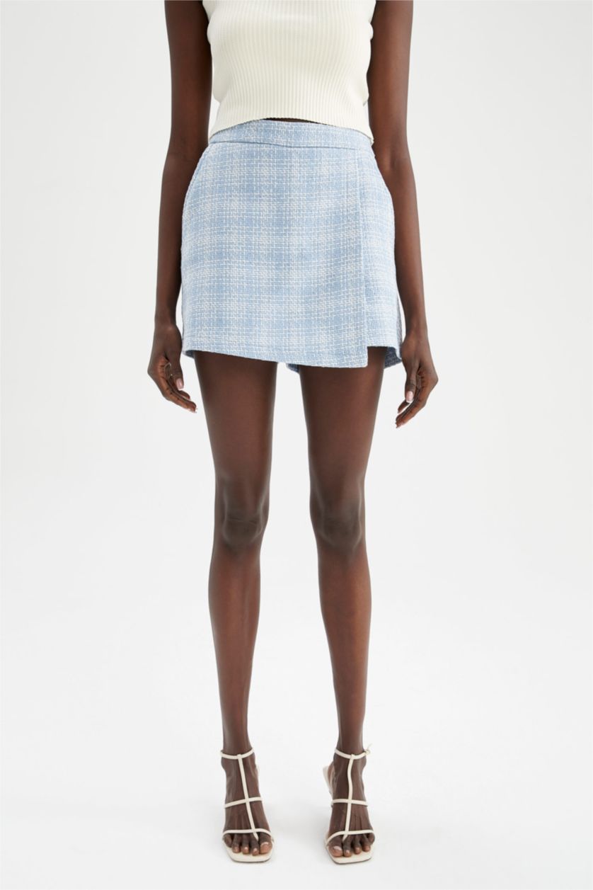 Kadın Açık Mavi Tweed Şort