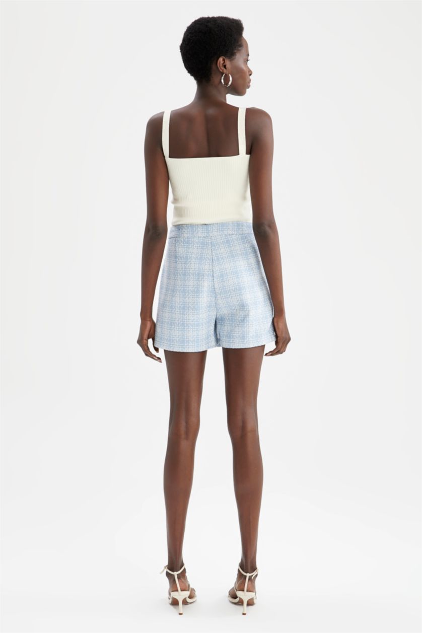 Kadın Açık Mavi Tweed Şort