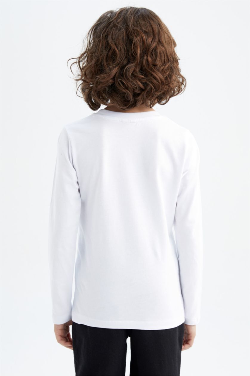 BOYS & TEENS White 3 piece Regular Fit Long Sleeve T-Shirt