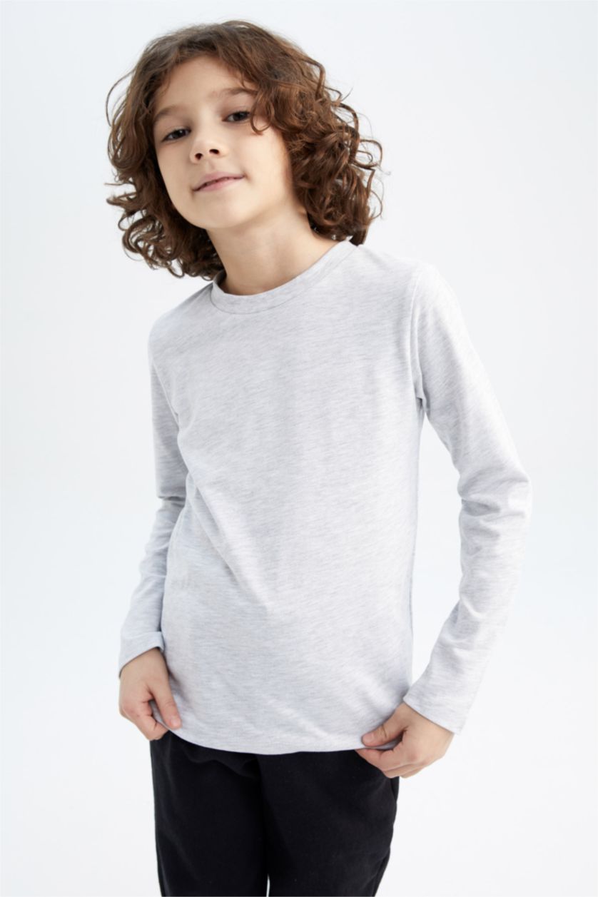 BOYS & TEENS White 3 piece Regular Fit Long Sleeve T-Shirt