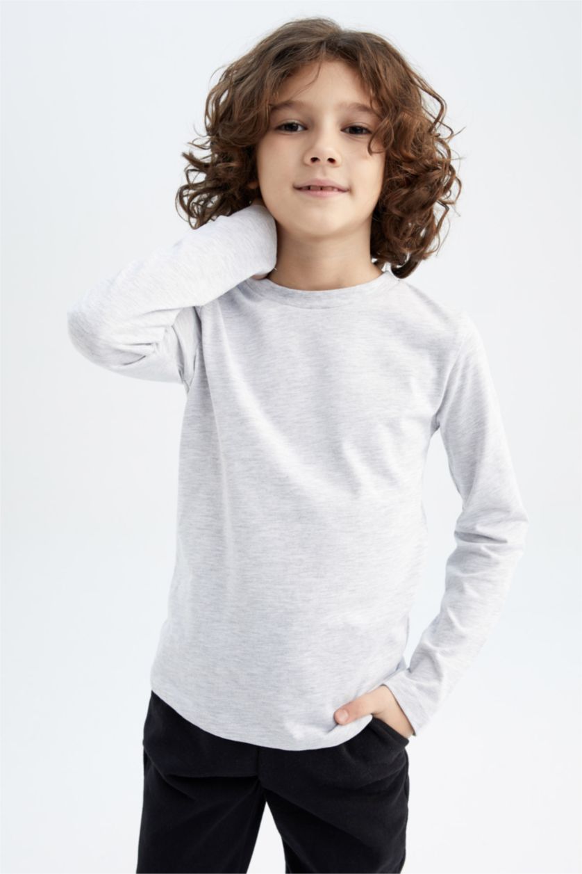 BOYS & TEENS White 3 piece Regular Fit Long Sleeve T-Shirt