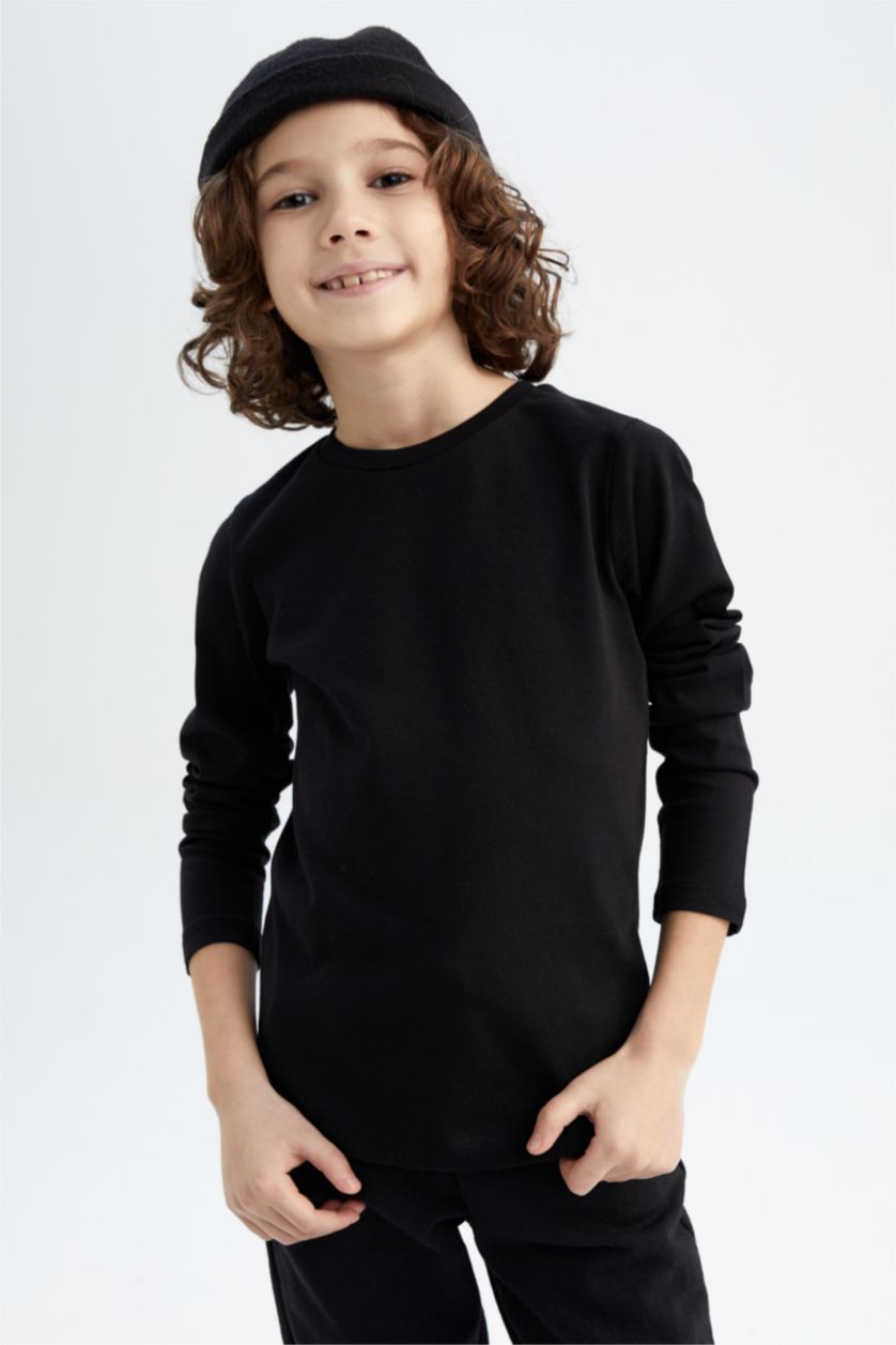 BOYS & TEENS White 3 piece Regular Fit Long Sleeve T-Shirt