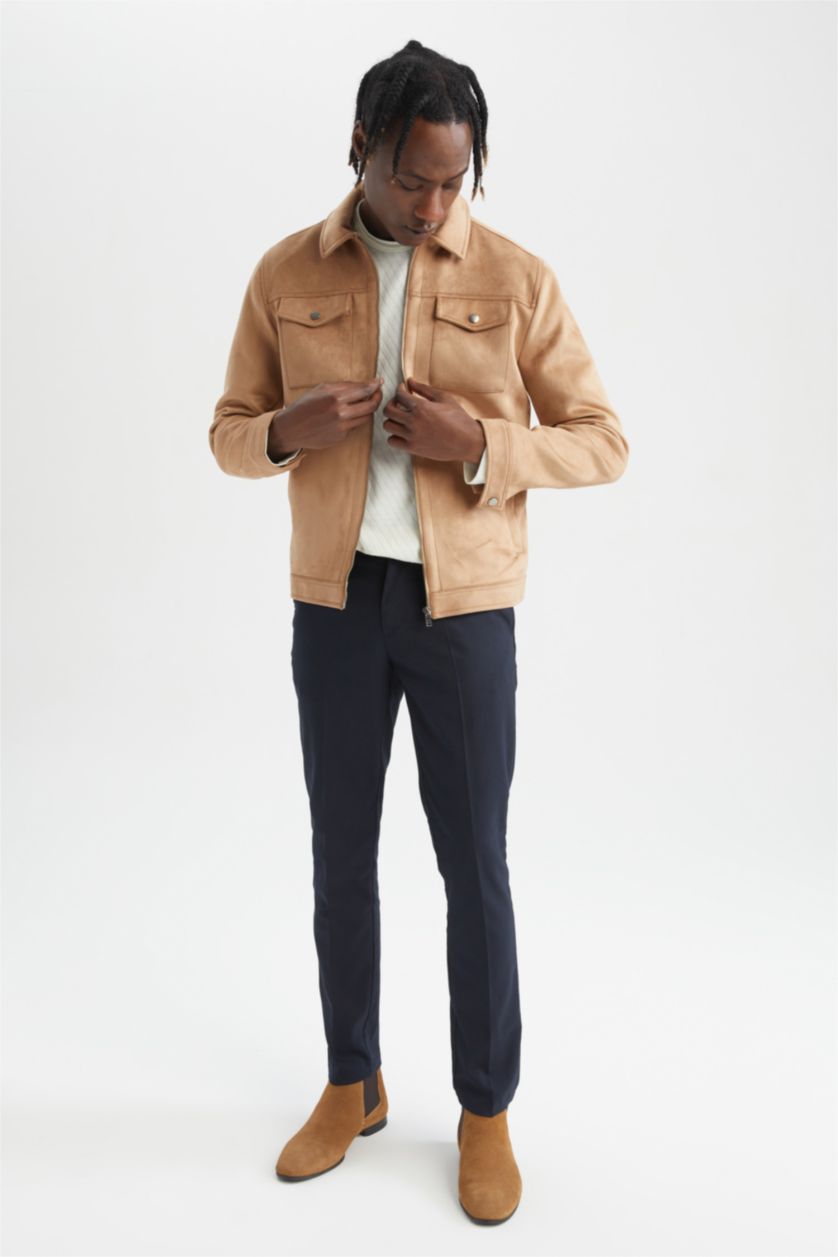 HOMME Beige Veste Col Polo Coupe Slim