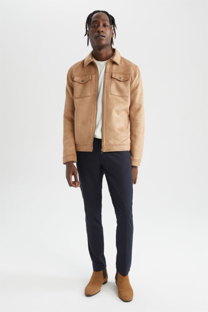 HOMME Beige Veste Col Polo Coupe Slim