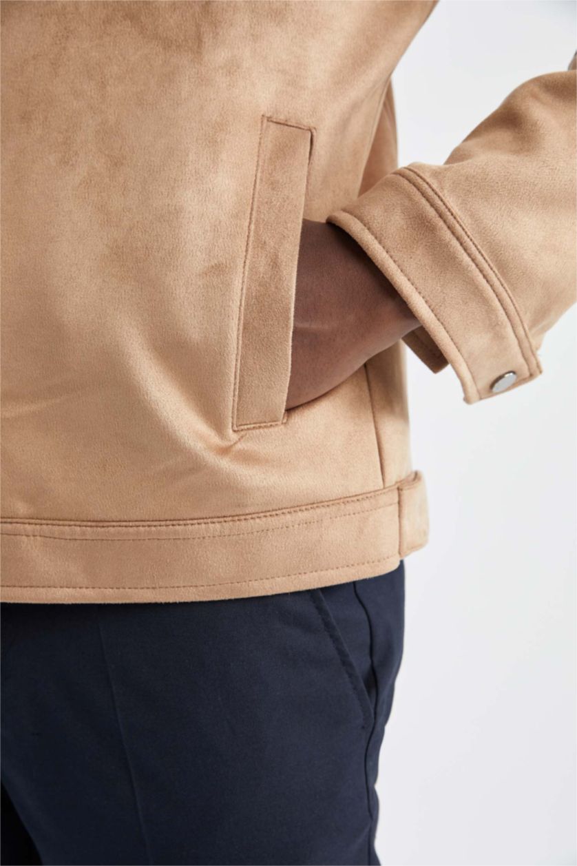 HOMME Beige Veste Col Polo Coupe Slim