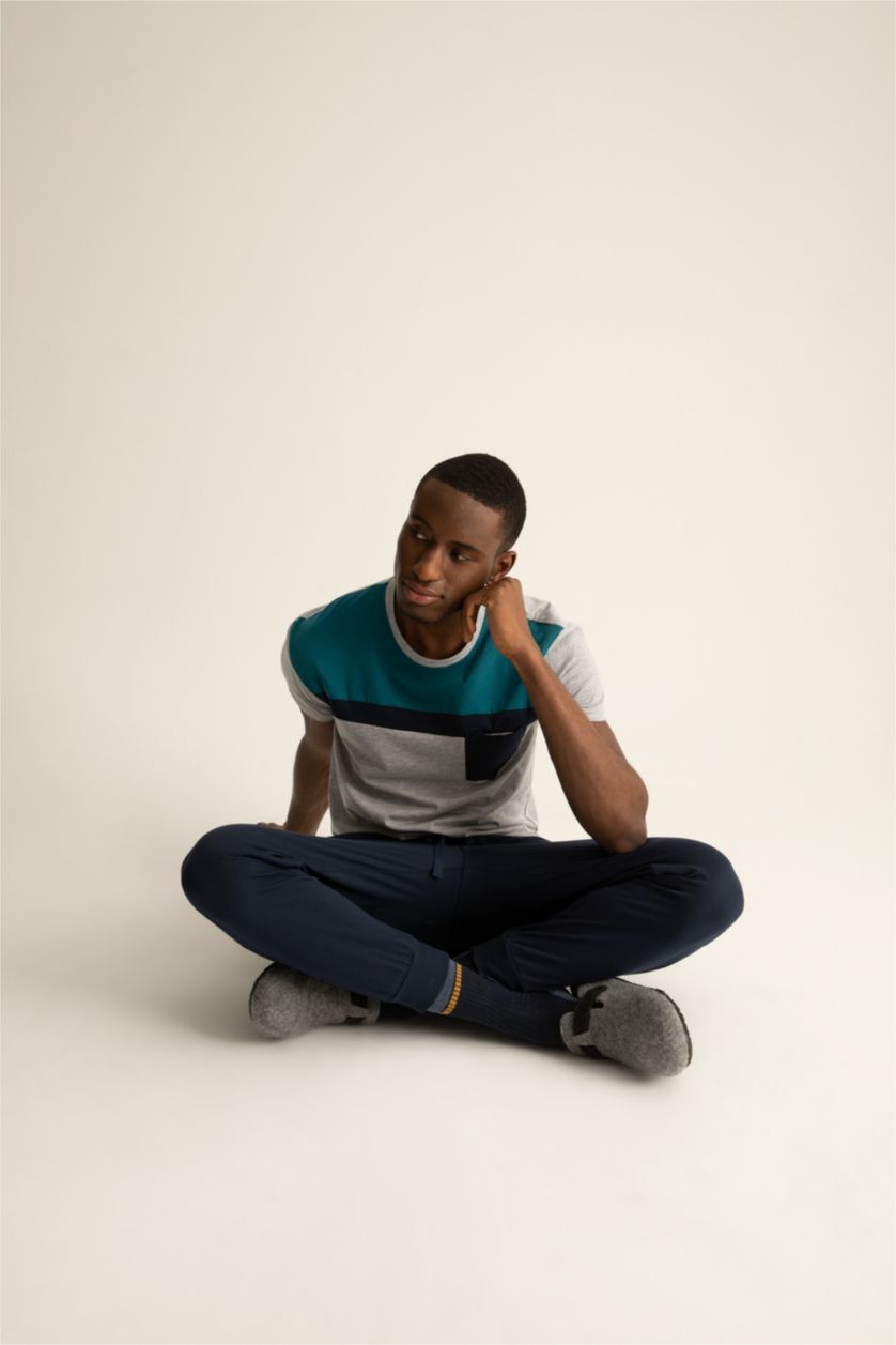 HOMME Vert Ensemble de pyjama coupe classique à blocs de couleurs