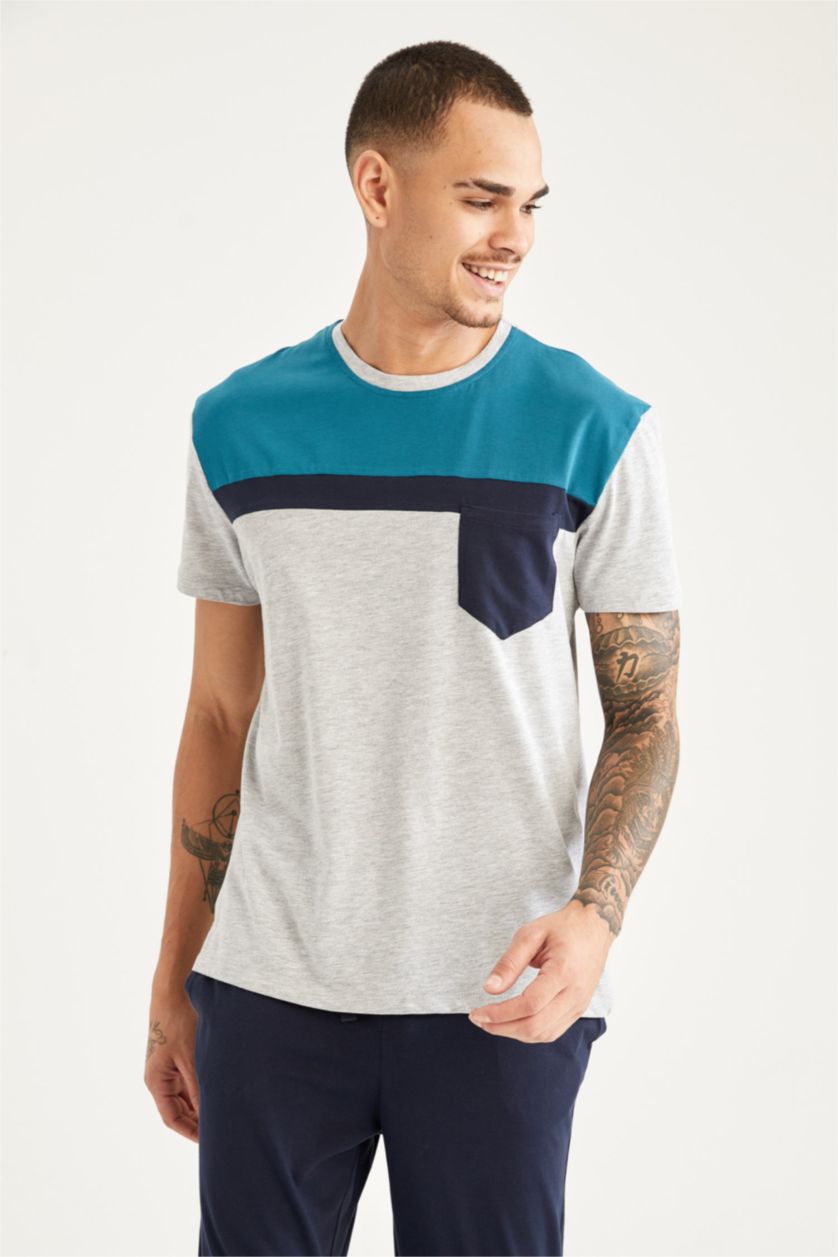 HOMME Vert Ensemble de pyjama coupe classique à blocs de couleurs