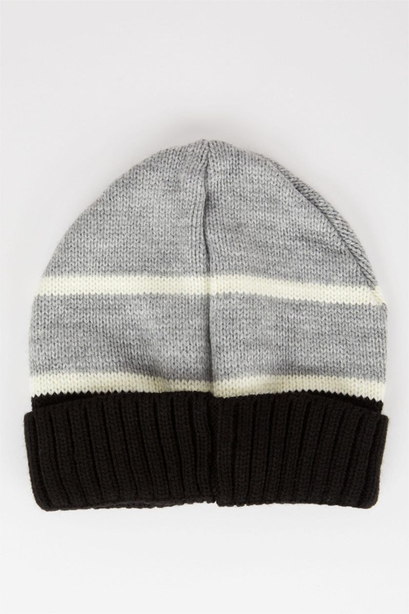 Erkek Çocuk - Genç Erkek Gri Erkek Çocuk Desenli Boyunluk Ve Bere Takımı