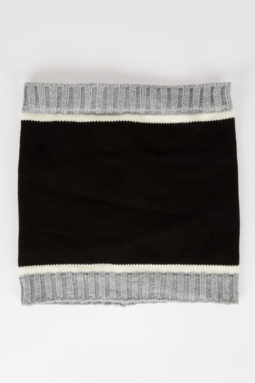 Erkek Çocuk - Genç Erkek Gri Erkek Çocuk Desenli Boyunluk Ve Bere Takımı