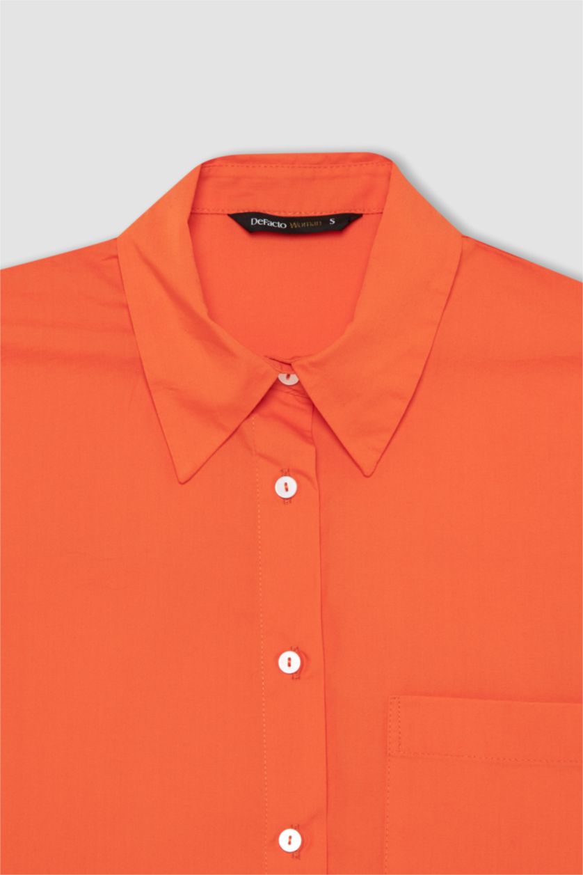 FEMME Orange Chemises à manches longues Popeline Col De Chemise Avec Poche