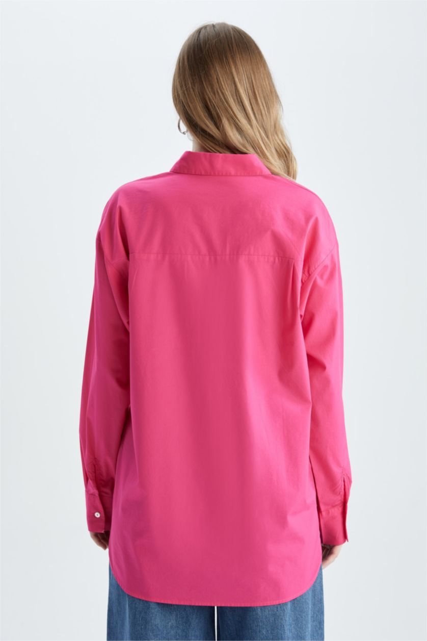 FEMME Rose Chemises à manches longues Popeline Col De Chemise Avec Poche