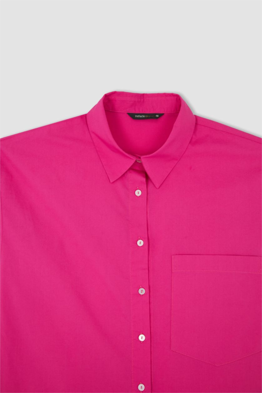 FEMME Rose Chemises à manches longues Popeline Col De Chemise Avec Poche