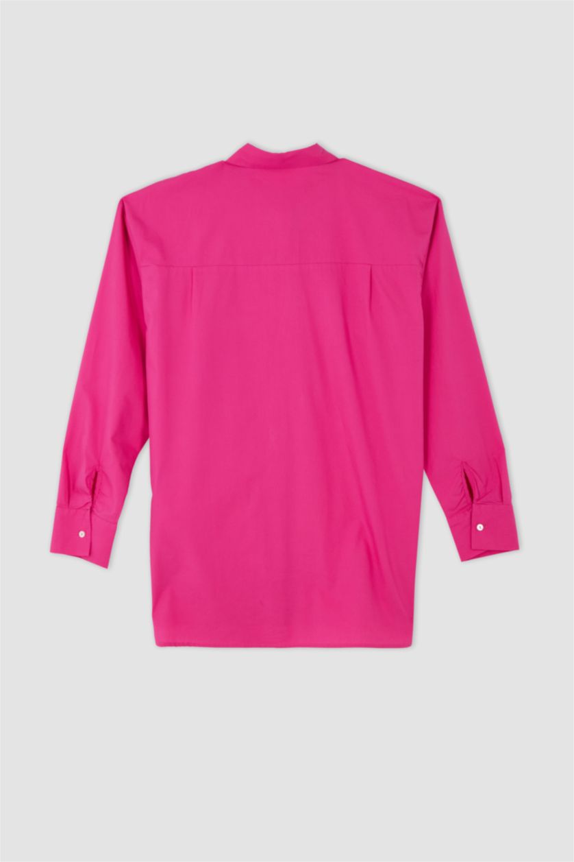 FEMME Rose Chemises à manches longues Popeline Col De Chemise Avec Poche