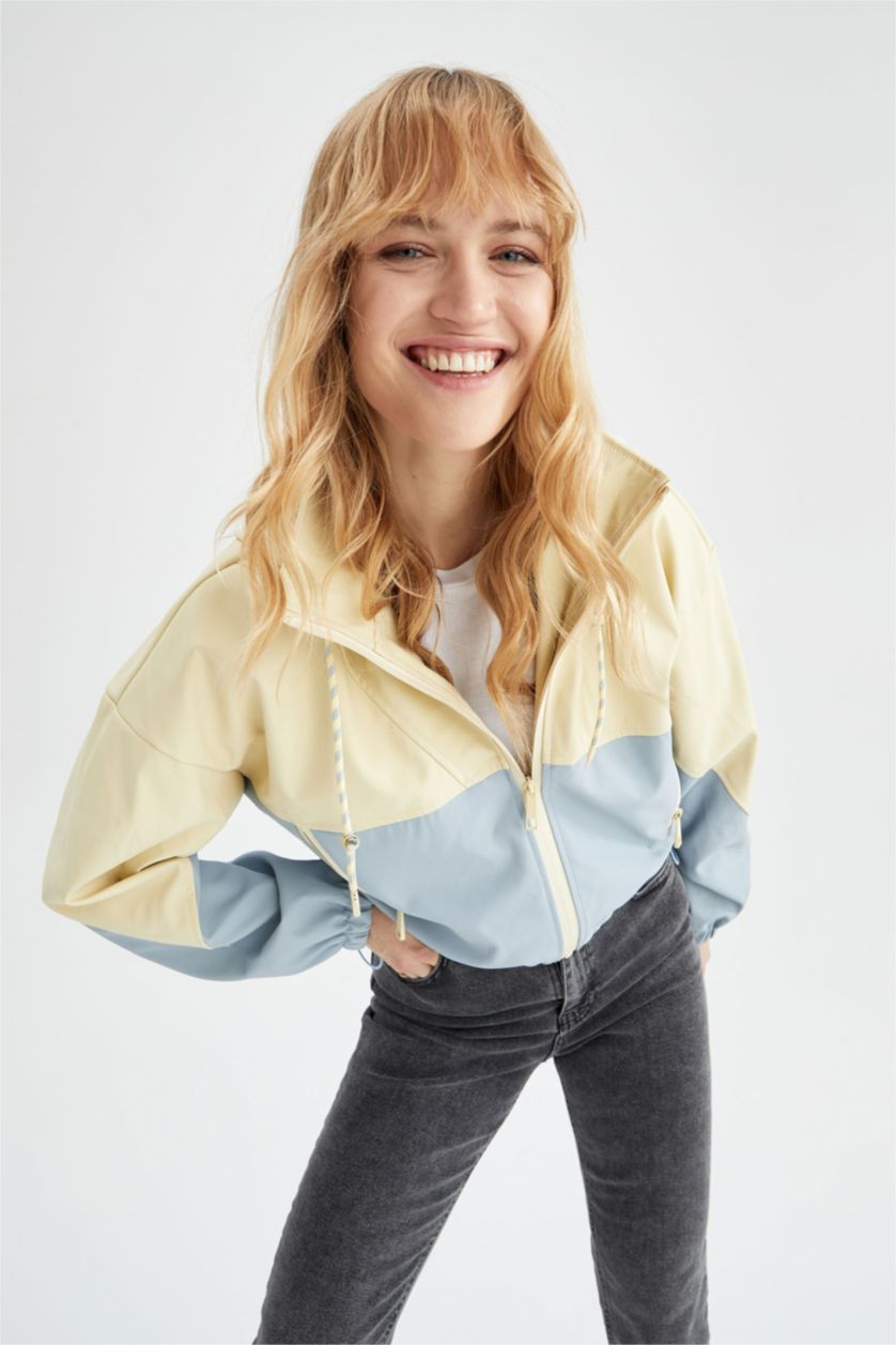 نساء أزرق معطف مطري كروب