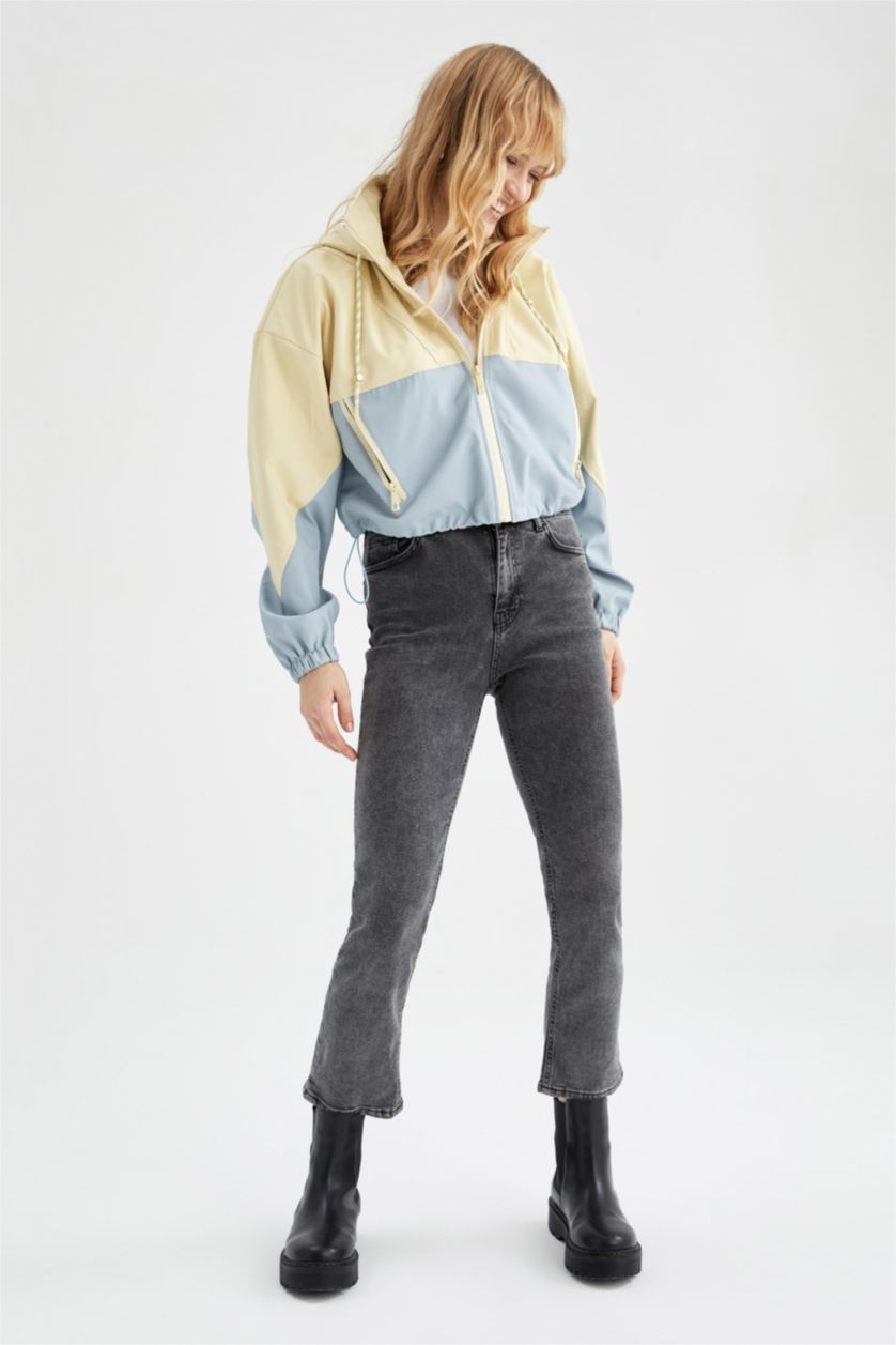 نساء أزرق معطف مطري كروب