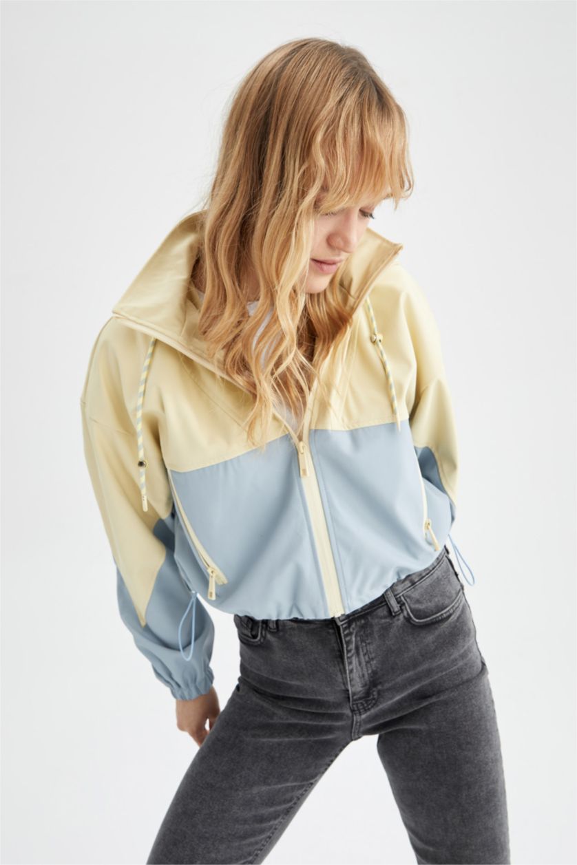 نساء أزرق معطف مطري كروب