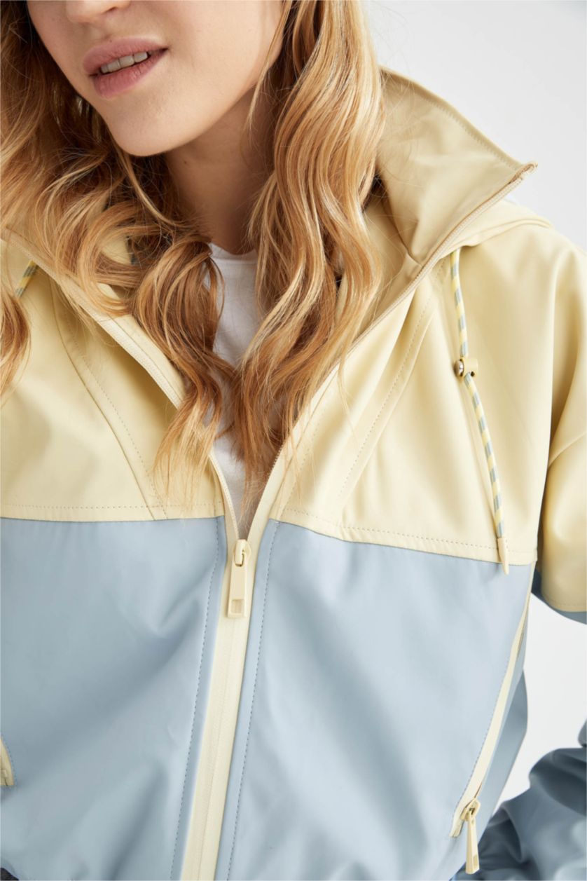 نساء أزرق معطف مطري كروب