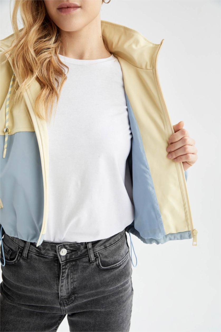 نساء أزرق معطف مطري كروب