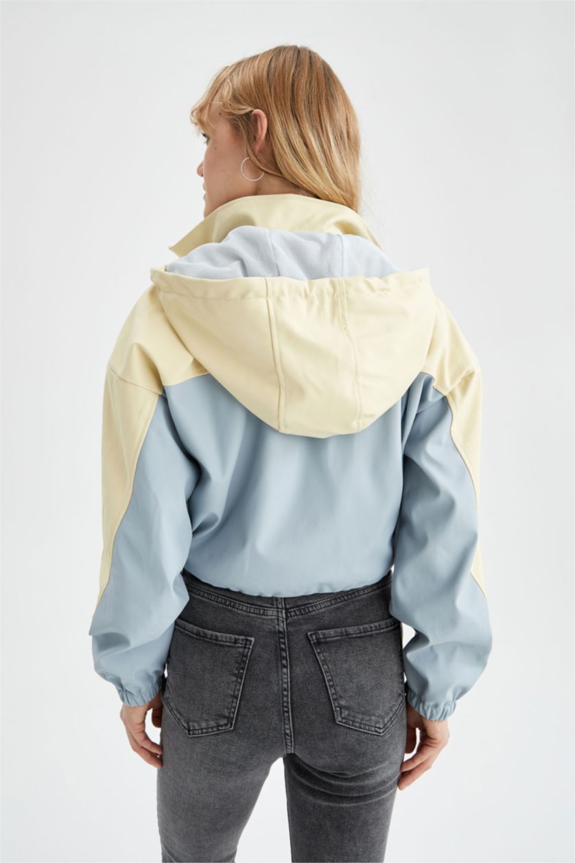 نساء أزرق معطف مطري كروب