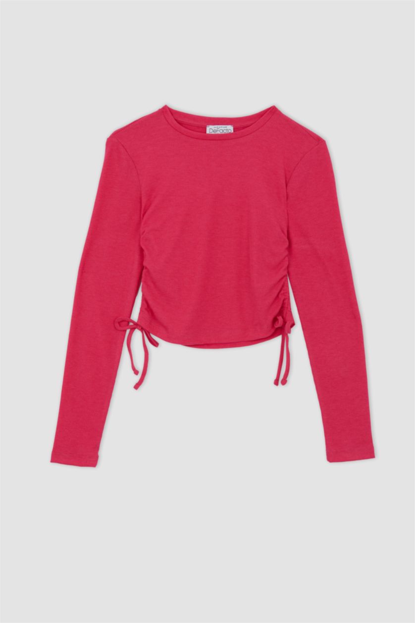 Женщины Фуксия Slim Fit Camisole Long Sleeve T-Shirt