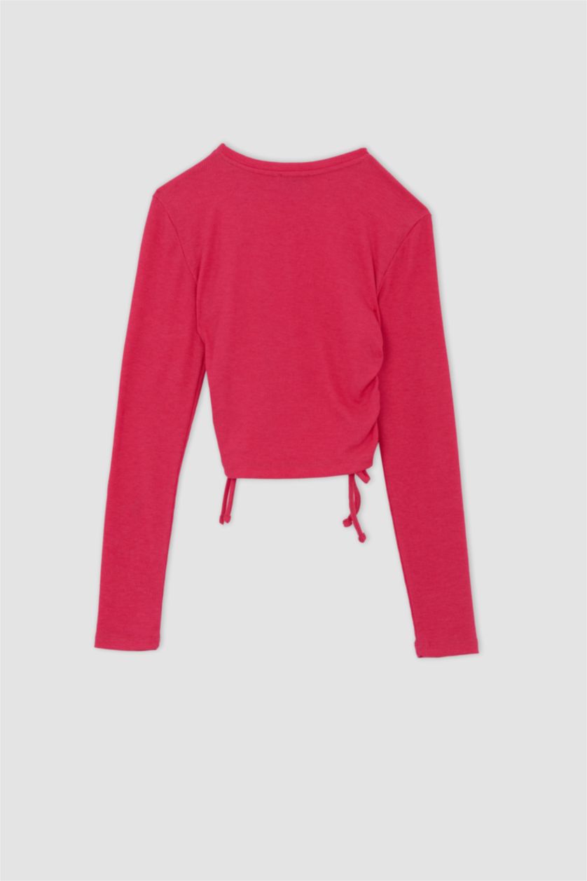 Женщины Фуксия Slim Fit Camisole Long Sleeve T-Shirt