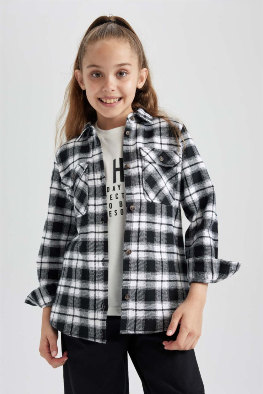 GIRLS & TEENS Black Girl Flannel Long Sleeve Shirt