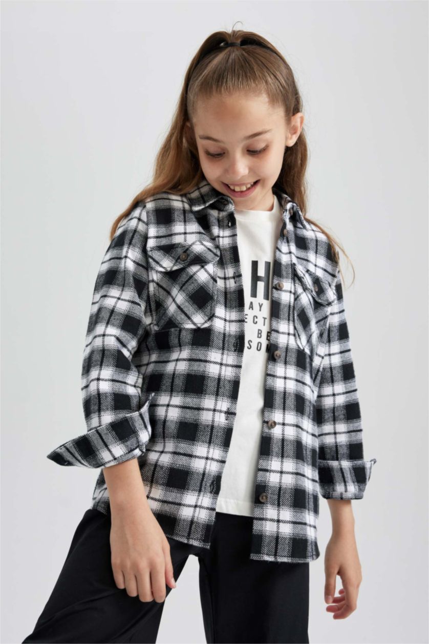 GIRLS & TEENS Black Girl Flannel Long Sleeve Shirt