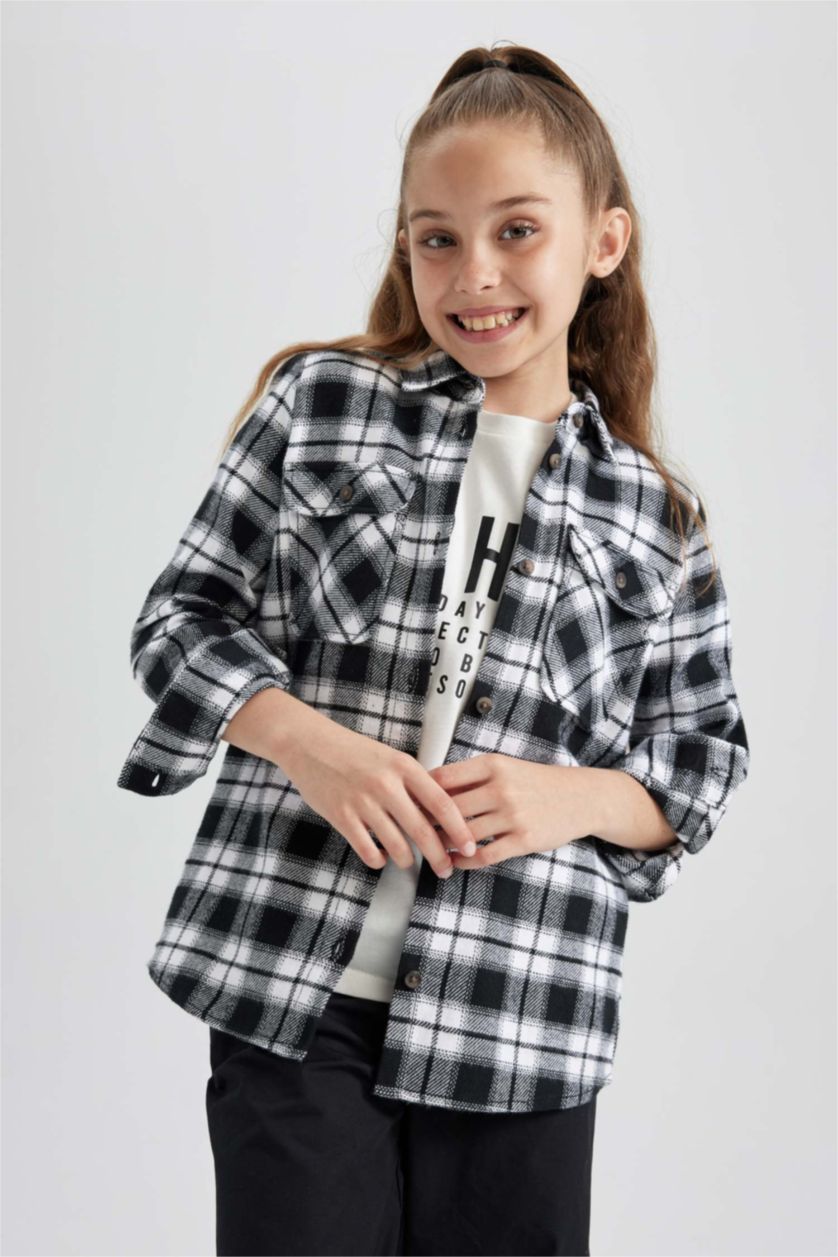 GIRLS & TEENS Black Girl Flannel Long Sleeve Shirt