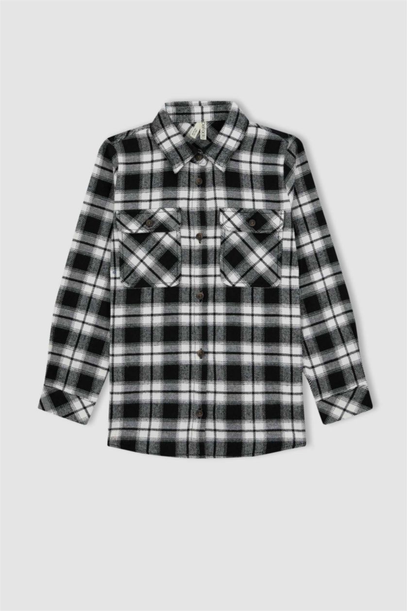 GIRLS & TEENS Black Girl Flannel Long Sleeve Shirt