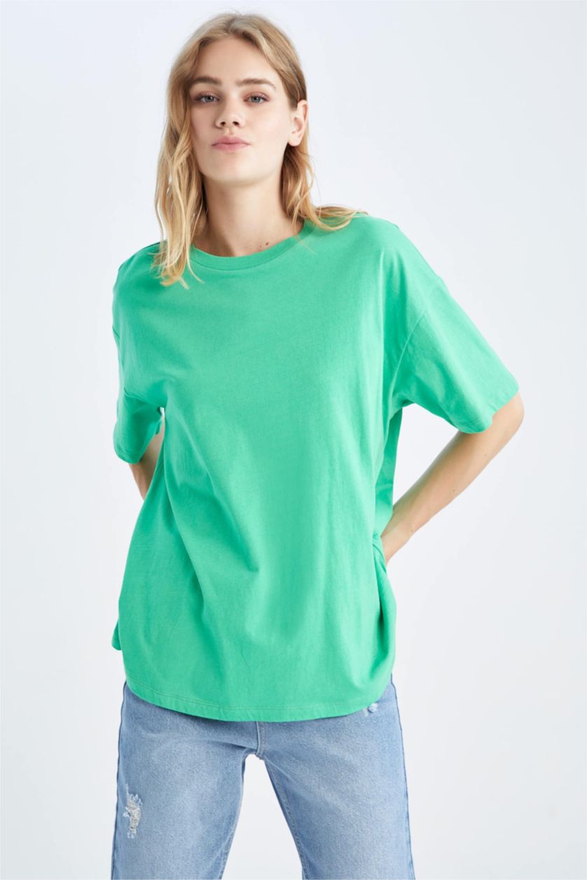 نساء أخضر فاتح Oversize Fit Short Sleeve T-Shirt