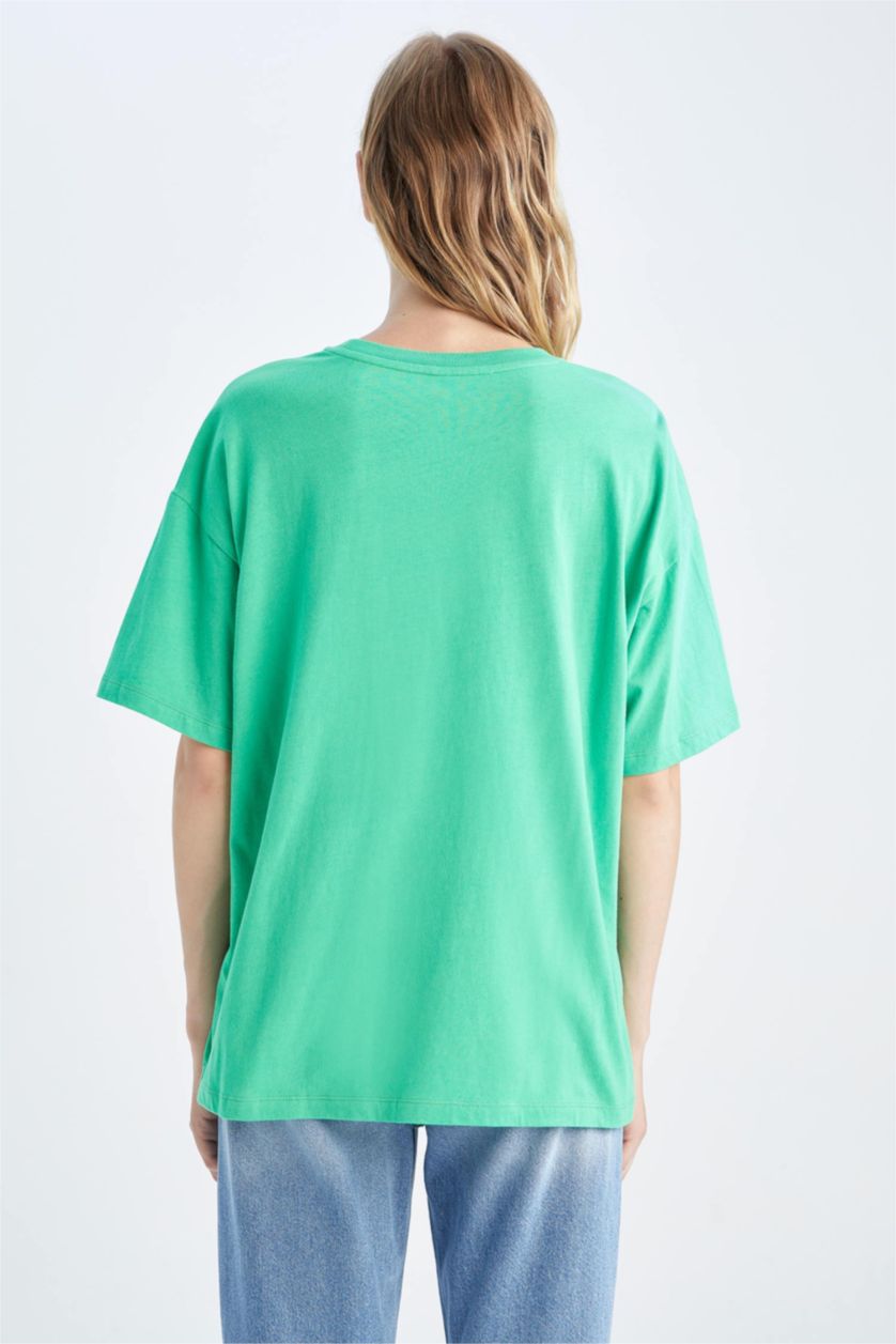 نساء أخضر فاتح Oversize Fit Short Sleeve T-Shirt