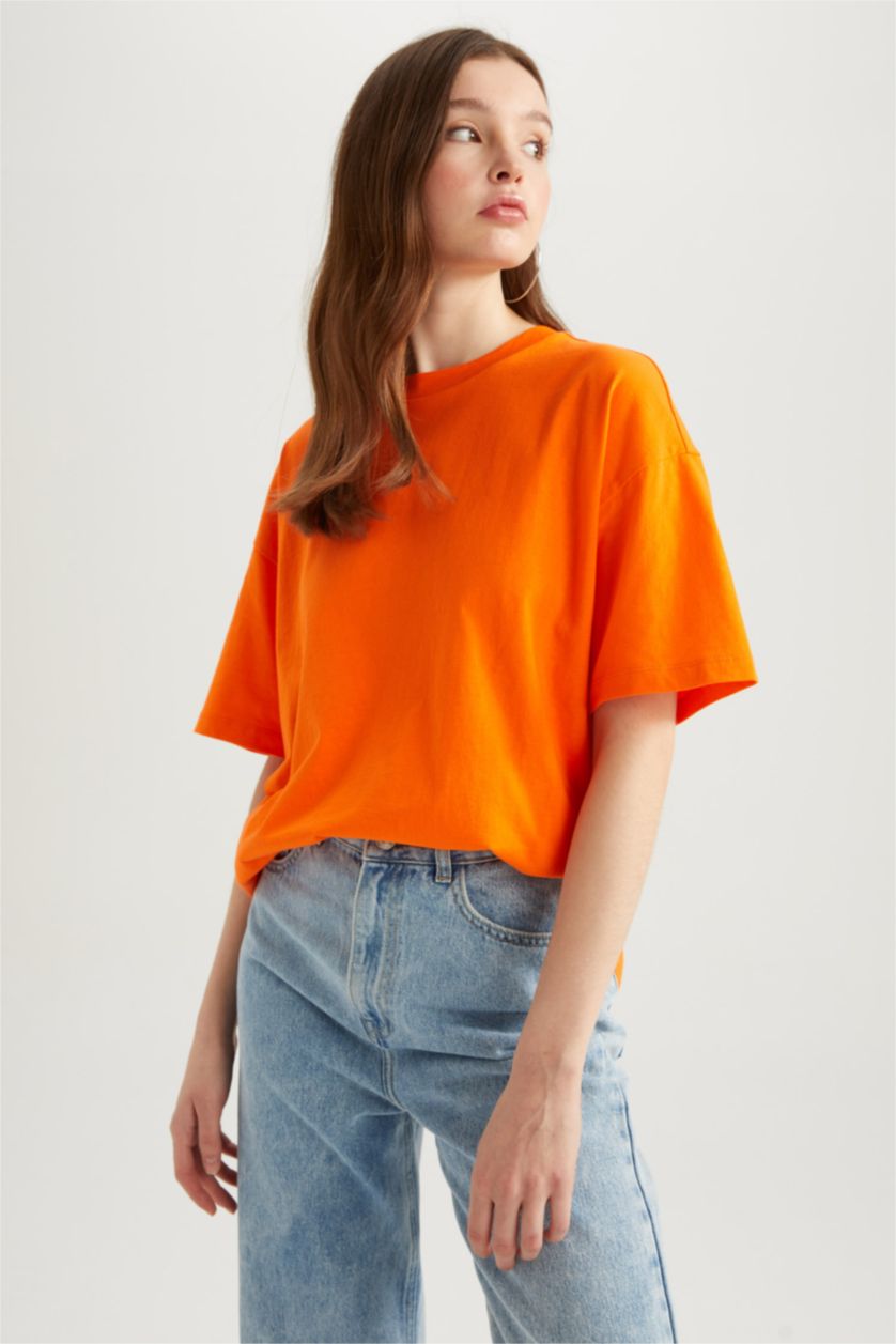 حريمي مرجاني تيشيرت نص كم اوفر سايز برقبة مستديرة