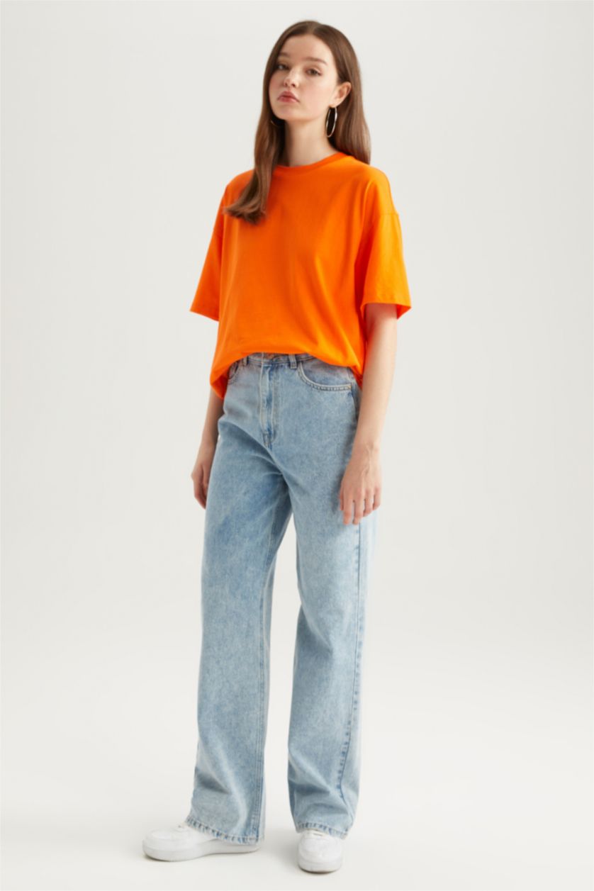 حريمي مرجاني تيشيرت نص كم اوفر سايز برقبة مستديرة